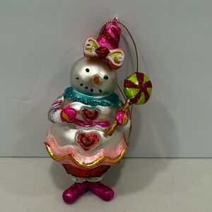 Festive Snowman Ornament with Candy Accents